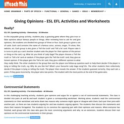 Giving Opinions ESL EFL Activities Worksheets