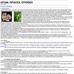 Opium, opiacés, opioïdes