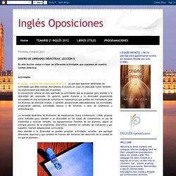 Inglés Oposiciones: DISEÑO DE UNIDADES DIDÁCTICAS. LECCIÓN 5