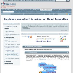 Quelques opportunités grâce au Cloud Computing