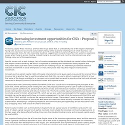 Increasing investment opportunities for CICs - Proposal 1 - CIC Association