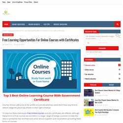 Free Learning Opportunities For Online Courses with Certificates