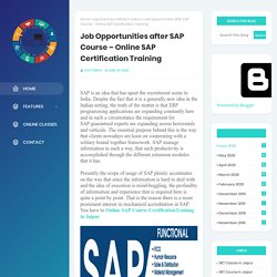 Job Opportunities after SAP Course – Online SAP Certification Training