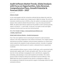 Audit Software Market Trends, Global Analysis with Focus on Opportunities, Sales Revenue, Comprehensive Plans, Growth Potential & Forecast 2020 – 2027  – Telegraph