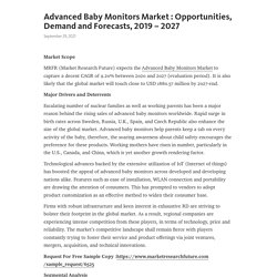 Advanced Baby Monitors Market : Opportunities, Demand and Forecasts, 2019 – 2027 – Telegraph