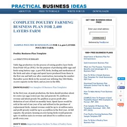 COMPLETE POULTRY FARMING BUSINESS PLAN FOR 2,400 LAYERS FARM - Practical Business Ideas - Best Small Scale Business Opportunities And Investment For 2016