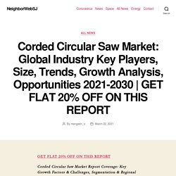 Corded Circular Saw Market: Global Industry Key Players, Size, Trends, Growth Analysis, Opportunities 2021-2030