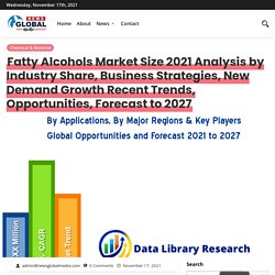 Fatty Alcohols Market Size 2021 Analysis by Industry Share, Business Strategies, New Demand Growth Recent Trends, Opportunities, Forecast to 2027 -