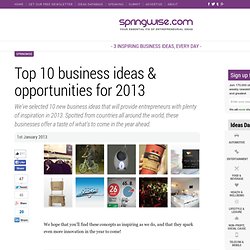 Top 10 business ideas & opportunities for 2013