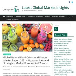 Global Natural Food Colors And Flavors Market Report 2021 - Opportunities And Strategies, Market Forecast And Trends - Latest Global Market Insights