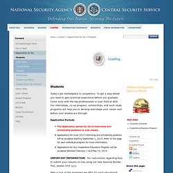 Scholarships, Internships, Co-Op Programs, Work study at NSA