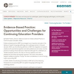 Evidence-Based Practice: An Opportunity for Continuing Education Providers