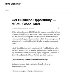 Get Business Opportunity — MSME Global Mart