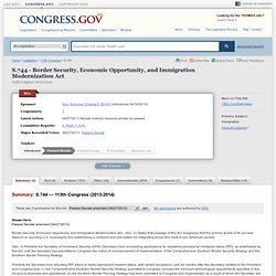 S.744 - 113th Congress (2013-2014): Border Security, Economic Opportunity, and Immigration Modernization Act