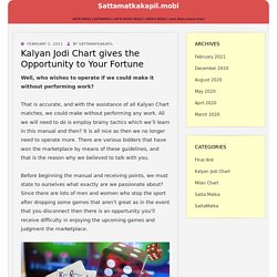 Kalyan Jodi Chart gives the Opportunity to Your Fortune – sattamatkakapil.mobi