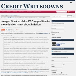 Outgoing ECB Economist Juergen Stark Explains The Real Reason He Opposes Monetisation