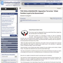 THE HOULA MASSACRE: Opposition Terrorists "Killed Families Loyal to the Government" - Vimperator