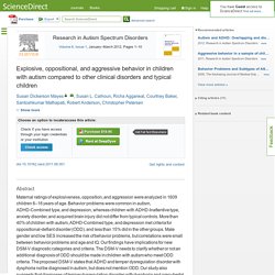 Explosive, oppositional, and aggressive behavior in children with autism compared to other clinical disorders and typical children