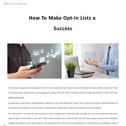 Opt-In Lists a Success