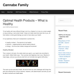 Optimal Health Products – What is Healthy