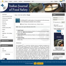 ITALIAN JOURNAL OF FOOD SAFETY - 2016 - FLOQSwabTM: optimisation of procedures for the recovery of microbiological samples from surfaces