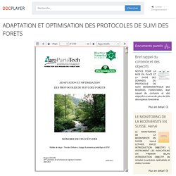 ADAPTATION ET OPTIMISATION DES PROTOCOLES DE SUIVI DES FORETS - PDF Téléchargement Gratuit