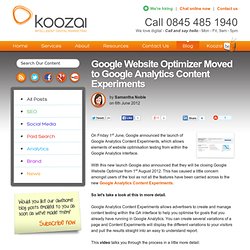 Google Website Optimiser Moved to Google Analytics Content Experiments