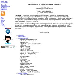 Optimization of Computer Programs in C