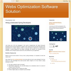 Webs Optimization Software Solution: Hiring a Dedicated Spring Developers