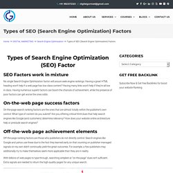 Types of Search Engine Optimization (SEO) Factors