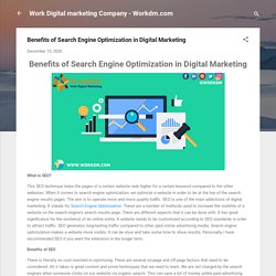 Benefits of Search Engine Optimization in Digital Marketing – workdm.com