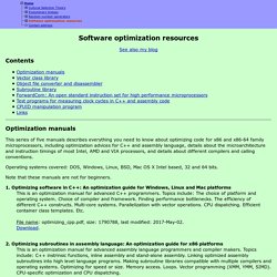 Software optimization resources. C++ and assembly. Windows, Linux, BSD, Mac OS X