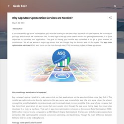 Why App Store Optimization Services are Needed?