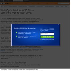 Web Optimization: W3C Takes Semantic Web to Next Level