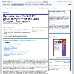 Optimize Your Pocket PC Development with .NET Compact Framework