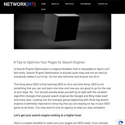8 Tips to Optimize Your Pages for Search Engines