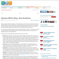 Optimize SEO for Bing – New Guidelines