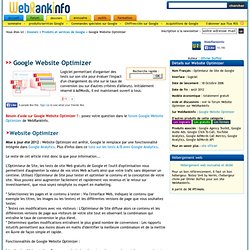 Google Website Optimizer : logiciel gratuit d'optimisation marketing