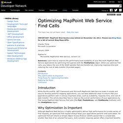 Optimizing MapPoint Web Service Find Calls