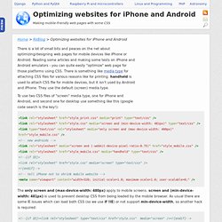 Optimizing websites for iPhone and Android