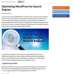 Optimizing WordPress for Search Engines