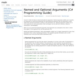 Named and Optional Arguments (C# Programming Guide)