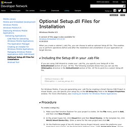 Optional Setup.dll Files for Installation