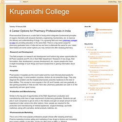 Krupanidhi College: 4 Career Options for Pharmacy Professionals in India