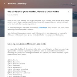 What are the career options after M.Sc.? Reviews by Eduncle Mentors