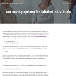 Tax-saving options for salaried individuals