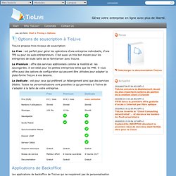Page web - Options de souscription à TioLive
