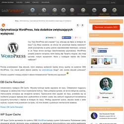 Optymalizacja WordPress, lista dodatków zwiększających wydajność