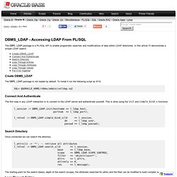Oracle9i DBMS_LDAP - Accessing LDAP From PL/SQL