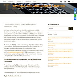 Oracle Database and SQL: MySQL Database Performance Tuning